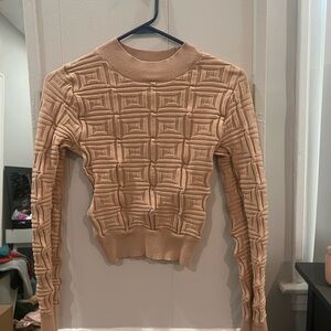 SHEIN Geometric Patterned Beige Sweater